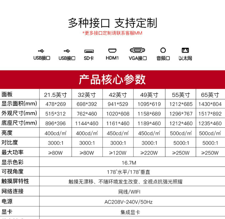 觸摸一體機查詢機配置參數